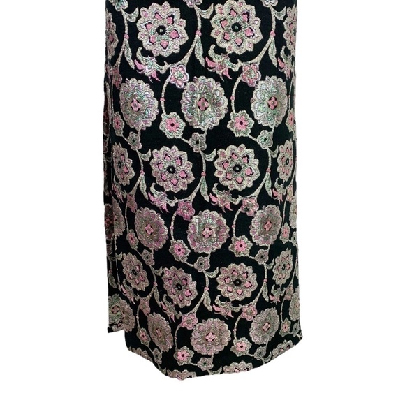 Vintage Alice of California Sleeveless Metallic Floral Paisley Print Maxi Dress - Picture 12 of 13